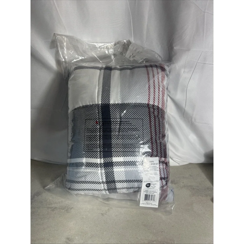 Eddie Bauer - Twin Comforter Set, Reversible Plaid Bedding with Matching Sham...